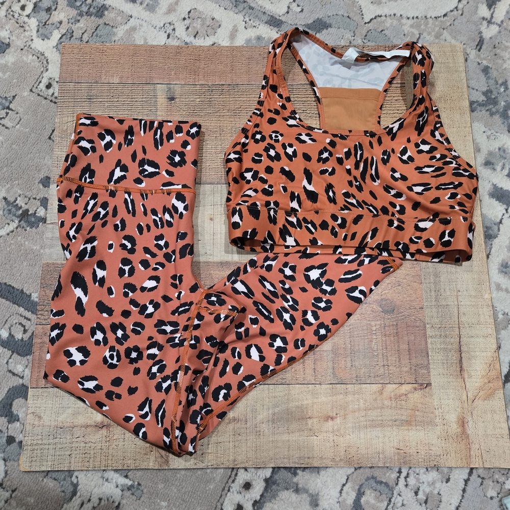Leopard Print Sports Bra and Leggings Set